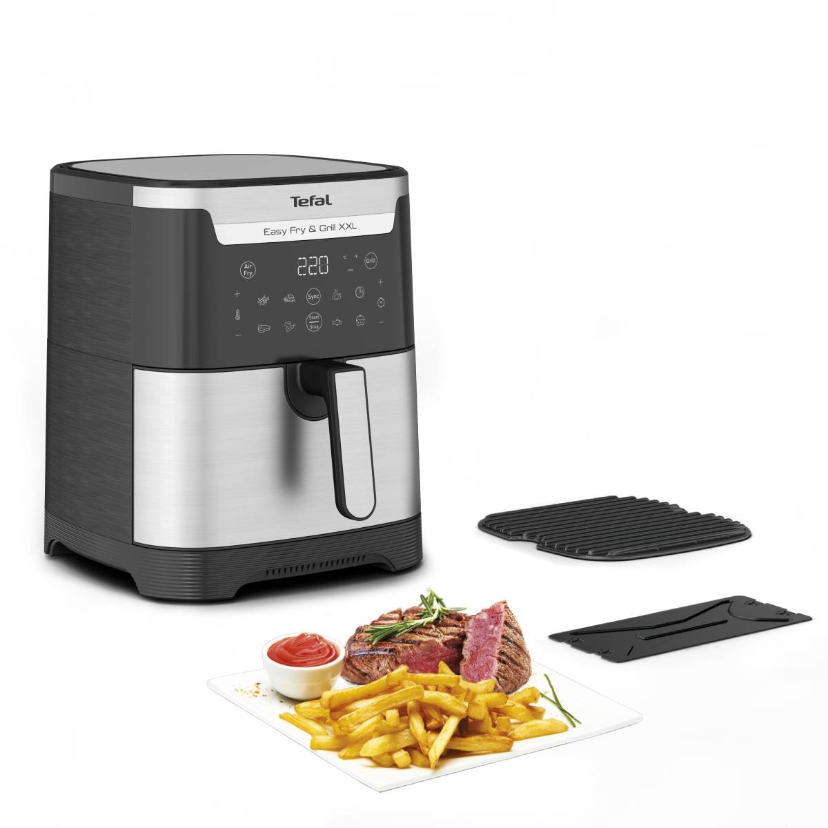 Teplovzdušná fritéza Tefal Easy Fry & Grill 2v1 EY801D15 Čierná/Nerezová