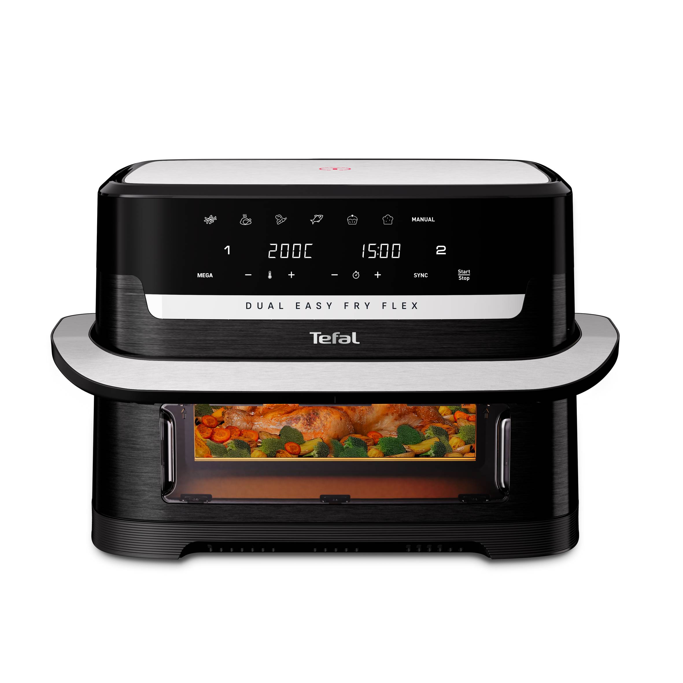 Duálna teplovzddušná fritéza Tefal Dual Easy Fry Flex 9 l, EY9228E0, čierna