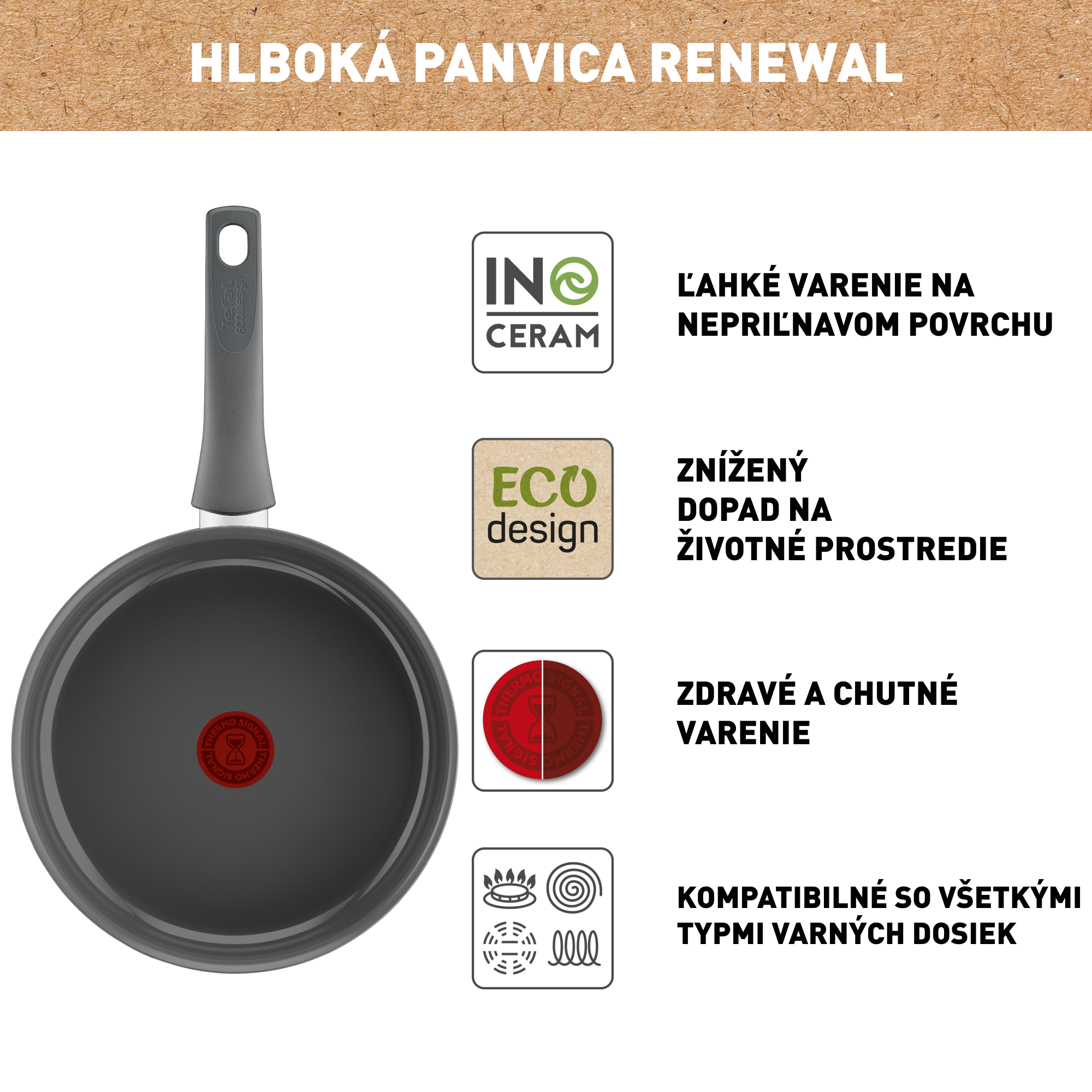 Hlboká panvica Tefal Renewal 24cm Keramická C4263243