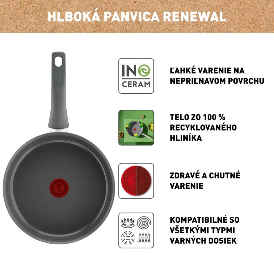 Hlboká panvica Tefal Renewal 24cm Keramická C4263243