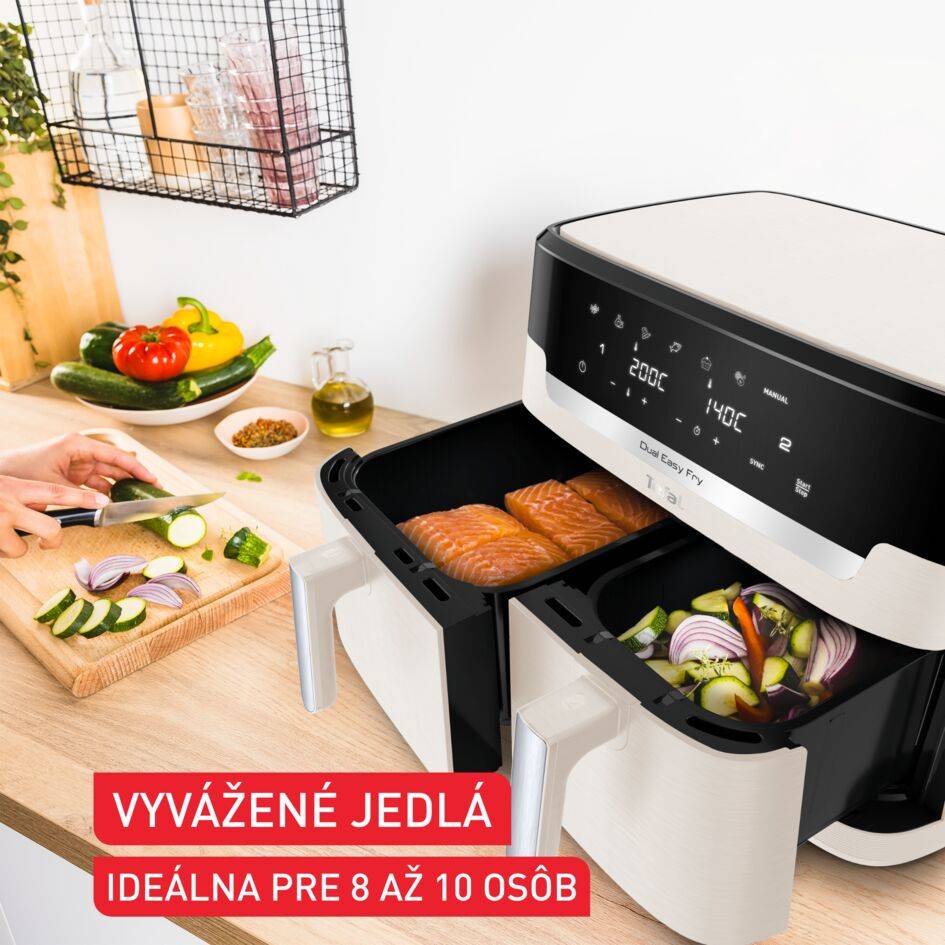 Duálna teplovzdušná fritéza Tefal Dual Easy Fry XXL, 11 L, EY942AE0