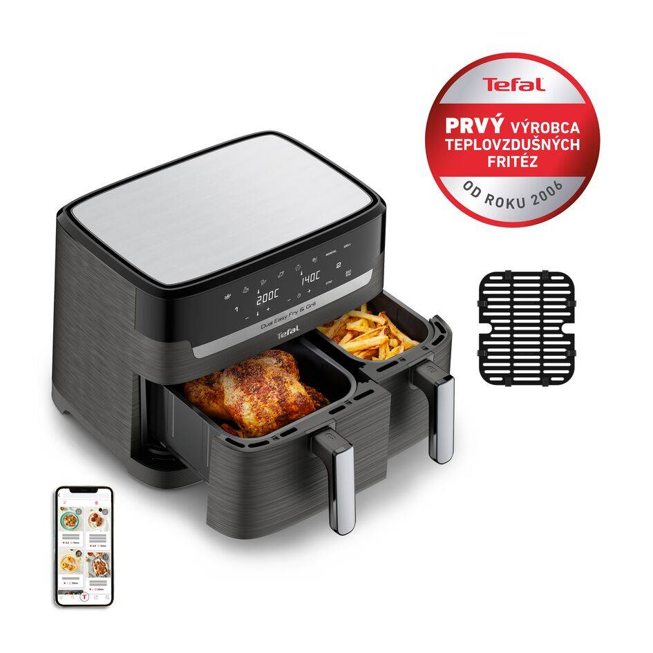 Teplovzdušná fritéza Tefal Dual Easy Fry & Grill EY905B10 Čierna
