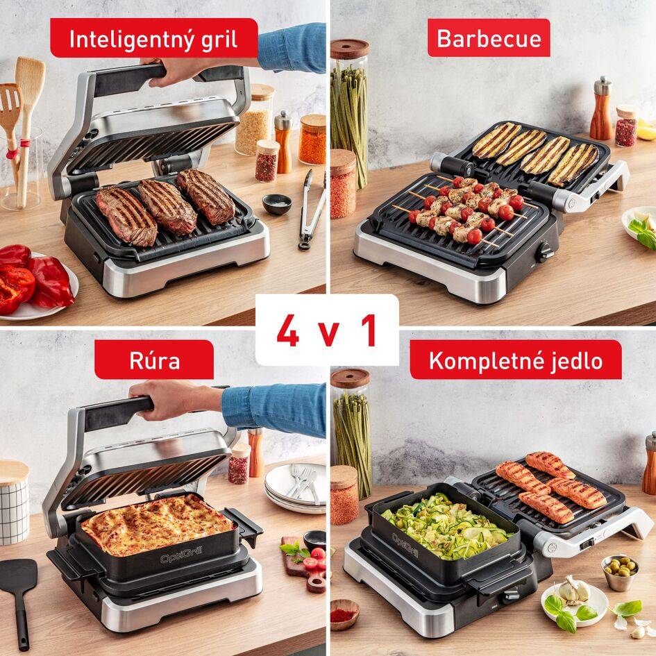 Elektrický gril Tefal OptiGrill 4v1 Inox GC774D30 Strieborný/Čierny