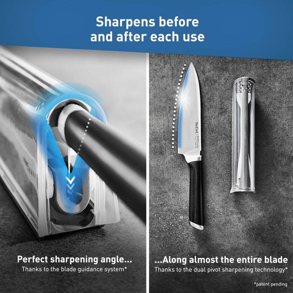 Kuchynský nôž Tefal Ever Sharp K2569004 Nerezový/Čierny 16,5 cm