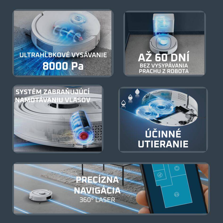 Robotický vysávač X-PLORER S380+ Animal 8000 PA Auto Empty RR89U7E0