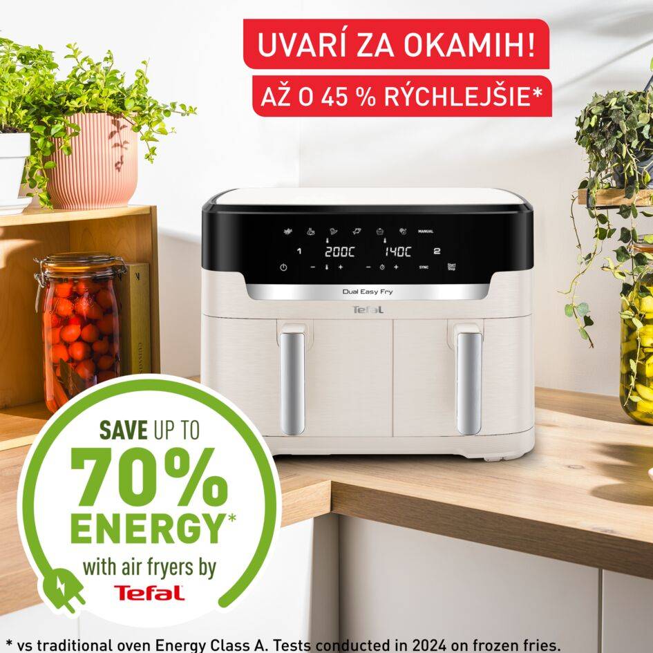Duálna teplovzdušná fritéza Tefal Dual Easy Fry XXL, 11 L, EY942AE0