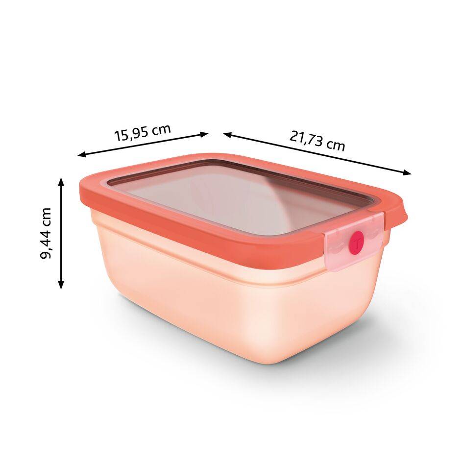 N1211110 oneClick Tefal obdĺžniková nádoba na potraviny, 1,5 l, oranžová