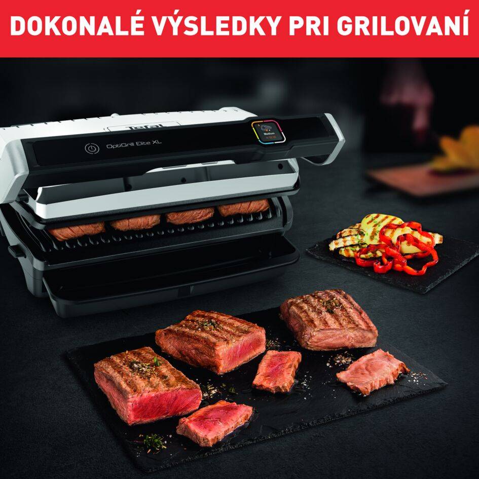 Elektrický gril Tefal OptiGrill Elite XL GC760D30 Strieborný/Čierny