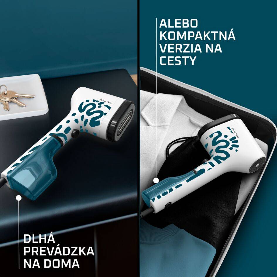 Ručný naparovač Tefal Pure POP Home & Travel DT2040E1 Biely/Modrý