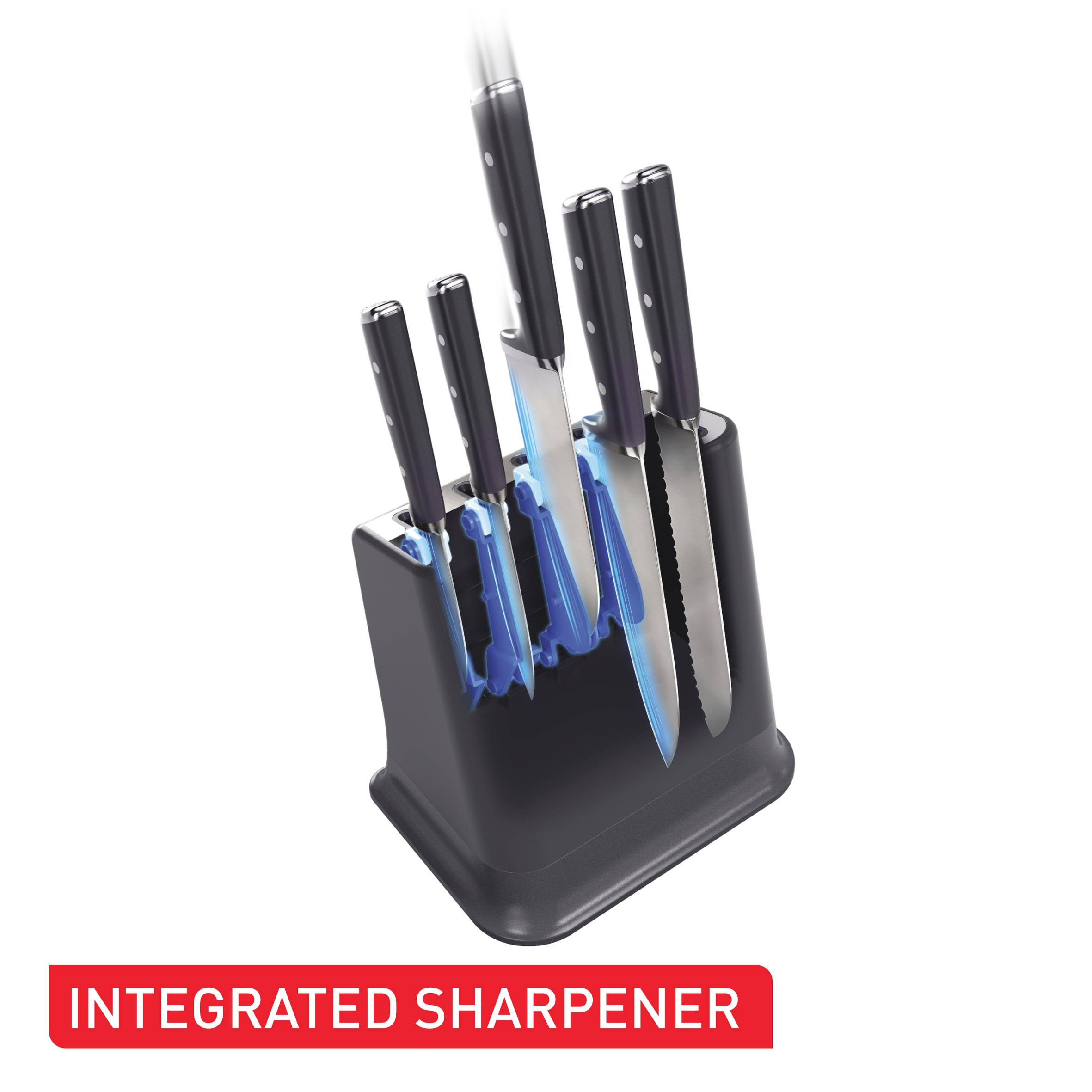 Súprava kuchynských nožov a blok na nože s integrovanou brúskou Tefal EverSharp K297S644 5 ks