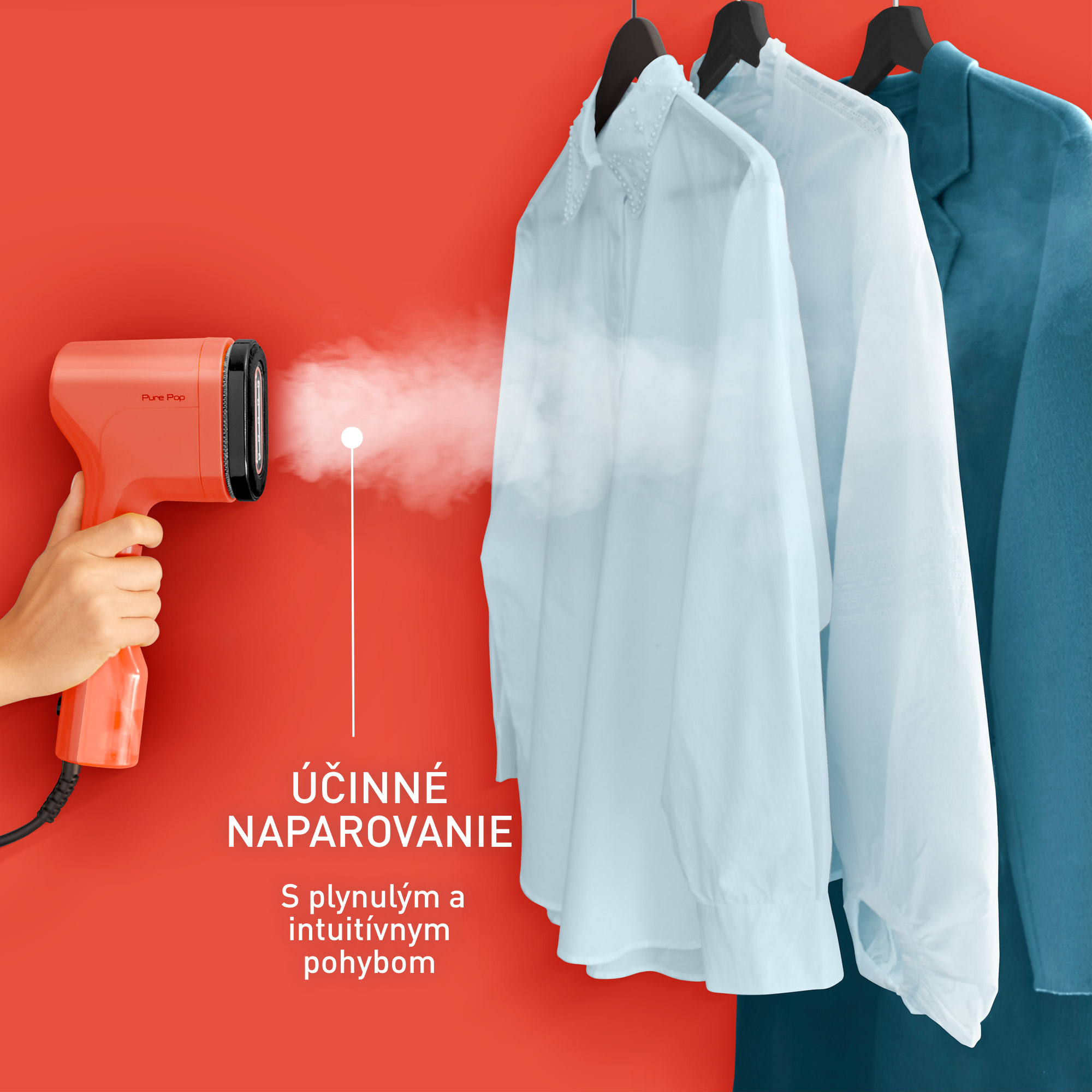 Naparovač odevov Tefal Pure POP DT2022E1 Červený