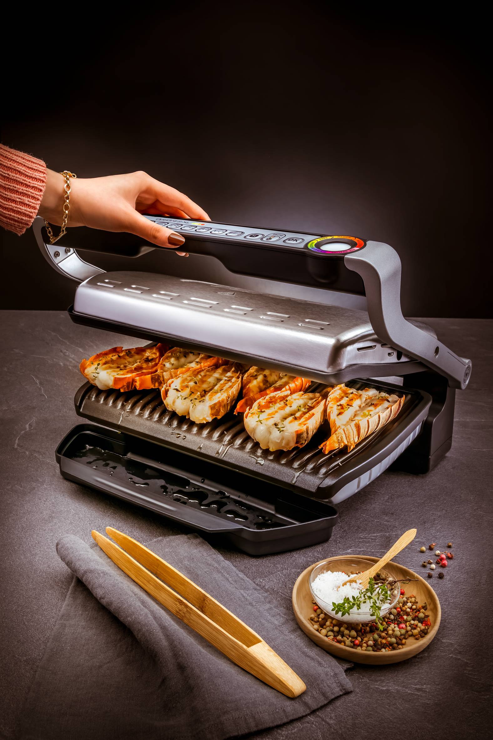 Elektrický gril Tefal OptiGrill+ XL GC722D34 Strieborný/Čierny