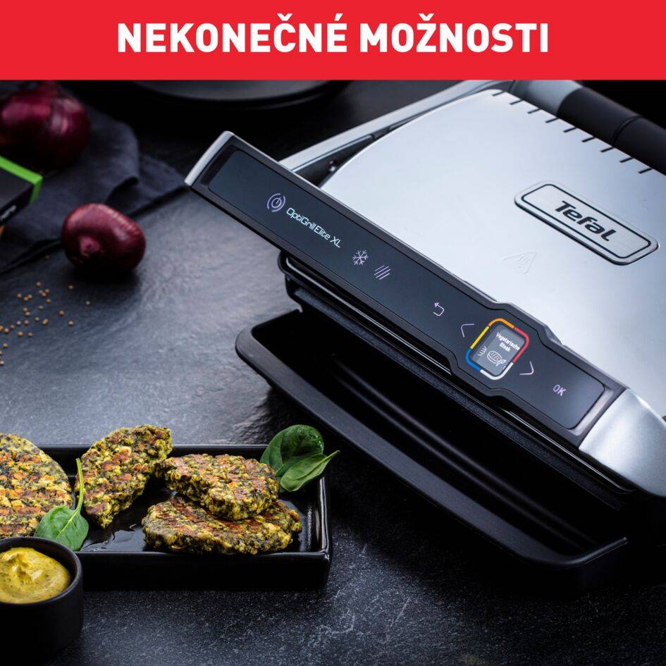 Elektrický gril Tefal OptiGrill Elite XL GC760D30 Strieborný/Čierny