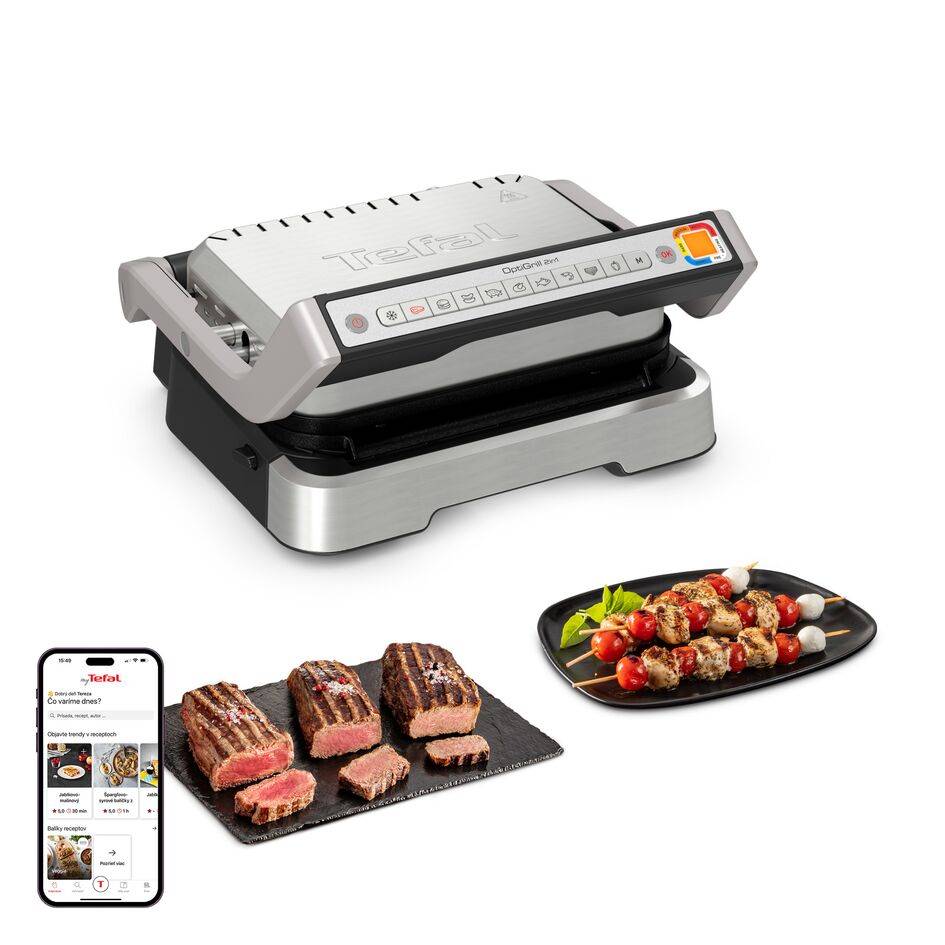 Elektrický gril Tefal OptiGrill 2v1 Inox GC772D30 Strieborný/Čierny
