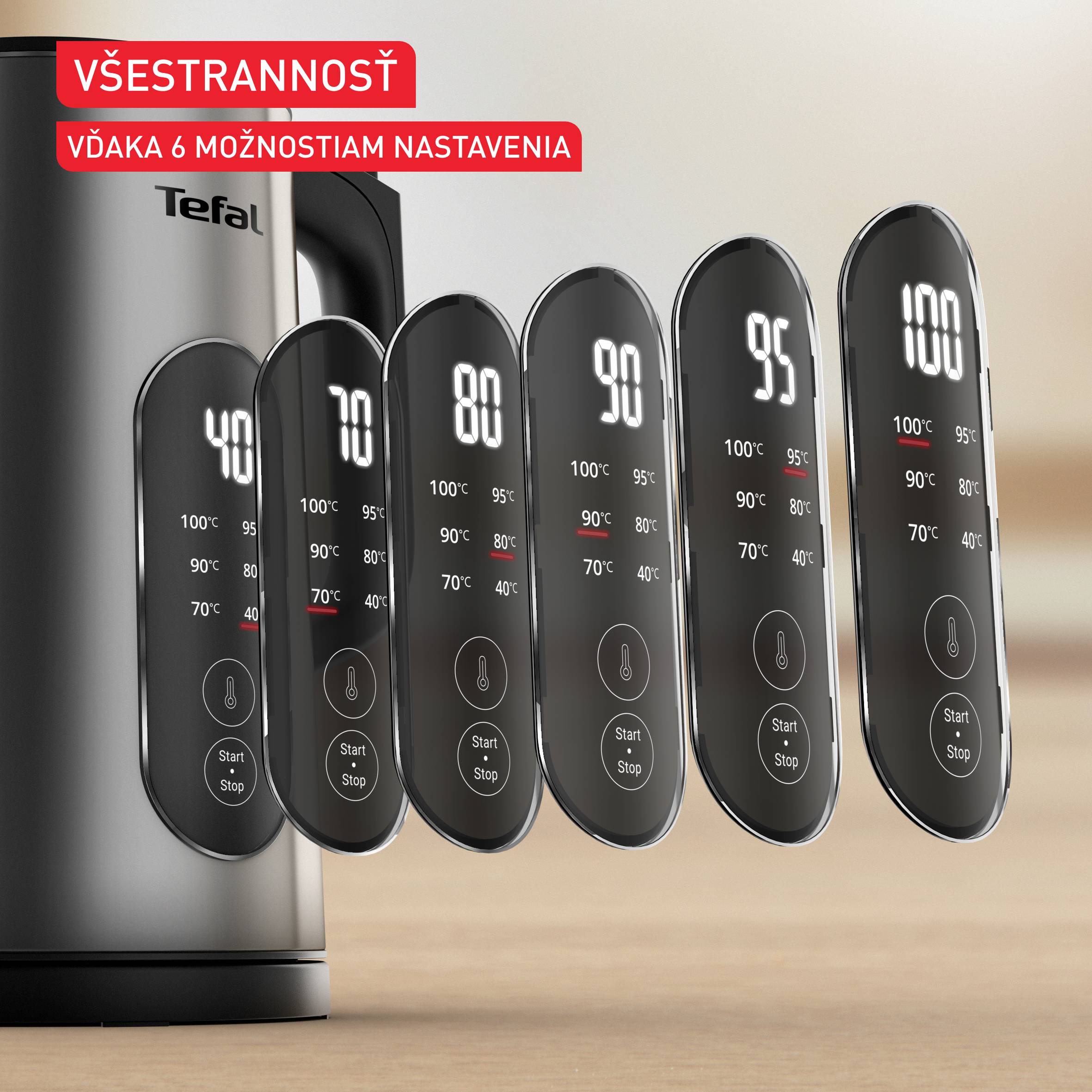 Selection, rýchlovarná kanvica, 6 nastavení teploty, displej s reálnym časom