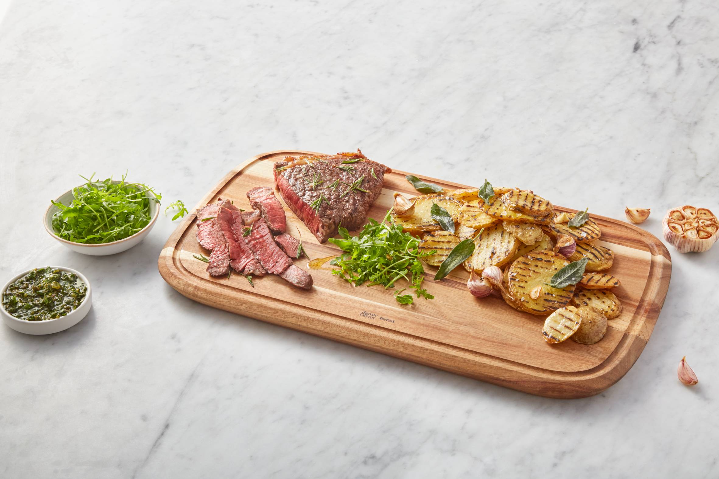 Drevená krájacia doska z akácie Tefal Jamie Oliver K2681055 49x28 cm