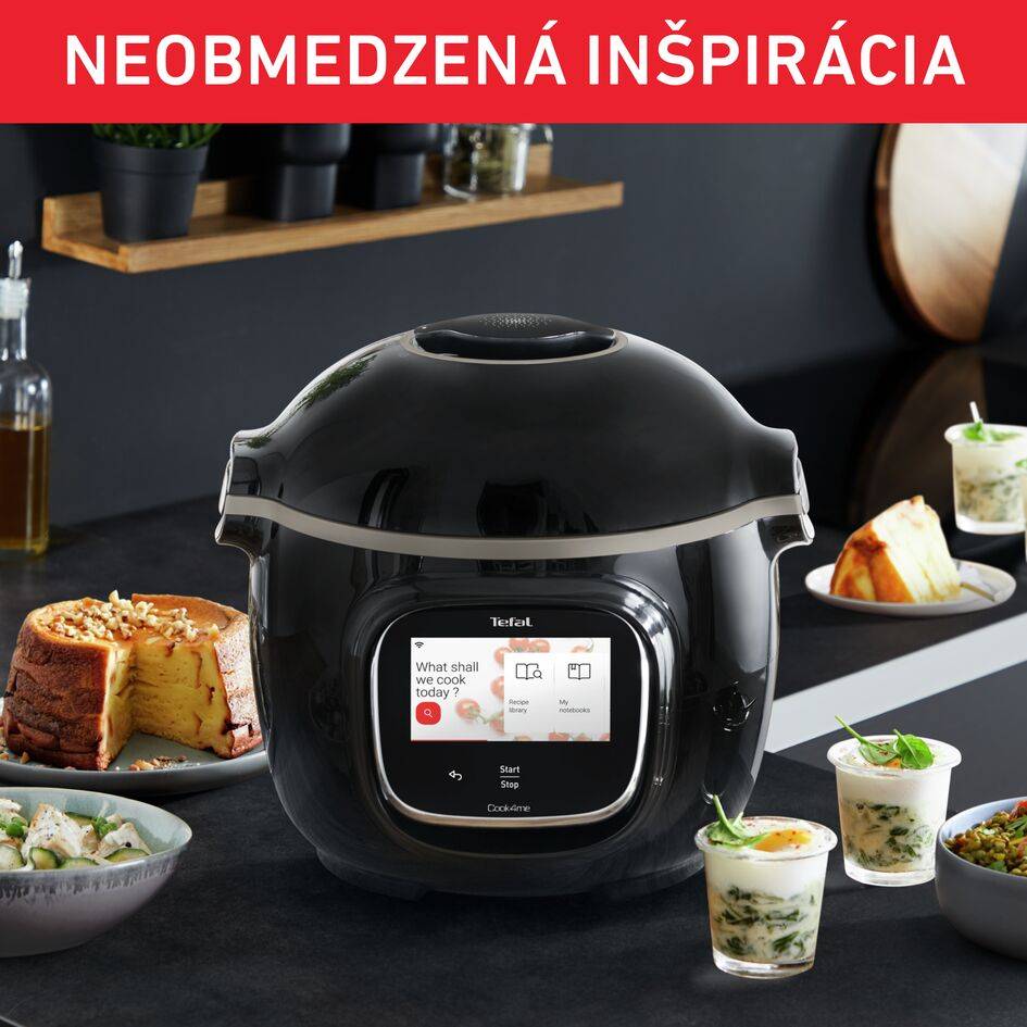 Inteligentný multifunkčný hrniec Tefal Cook4me Touch WiFi CY912831 Čierna