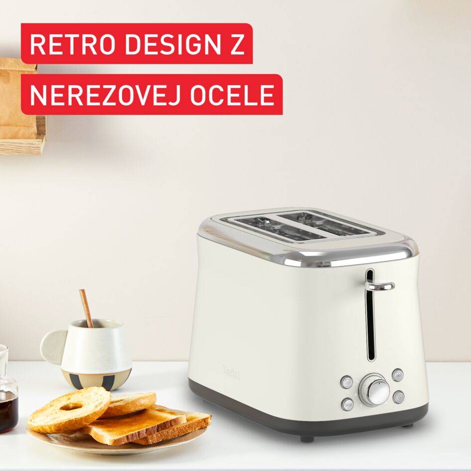 Retro hriankovač Tefal Collection TT720AE0 ušľachtilá oceľ krémový