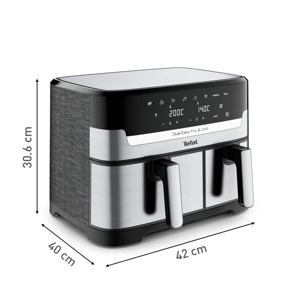 Teplovzdušná fritéza Tefal Dual Easy Fry & Grill EY905D10 Nerezová/Čierna