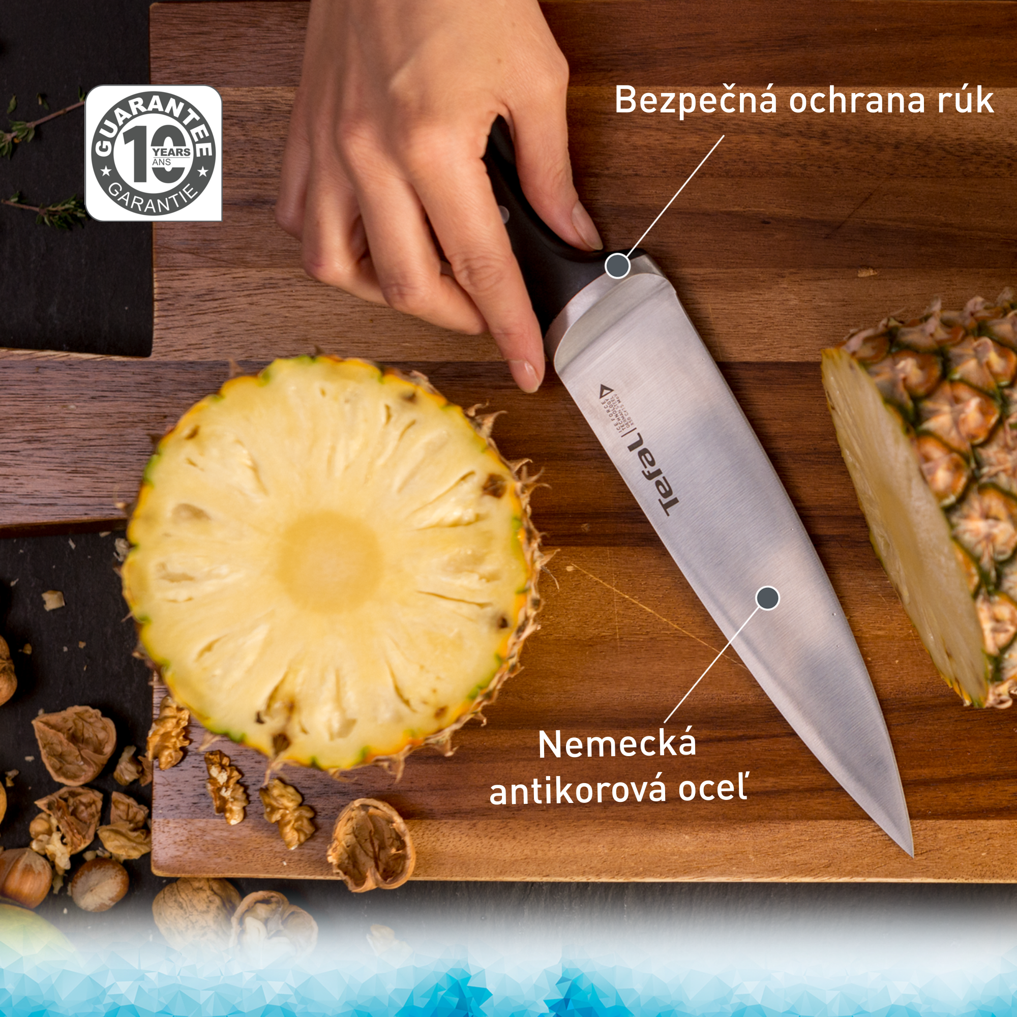 Kuchynský nôž Tefal Ice Force K2320414 Nerezový/Čierny 20 cm