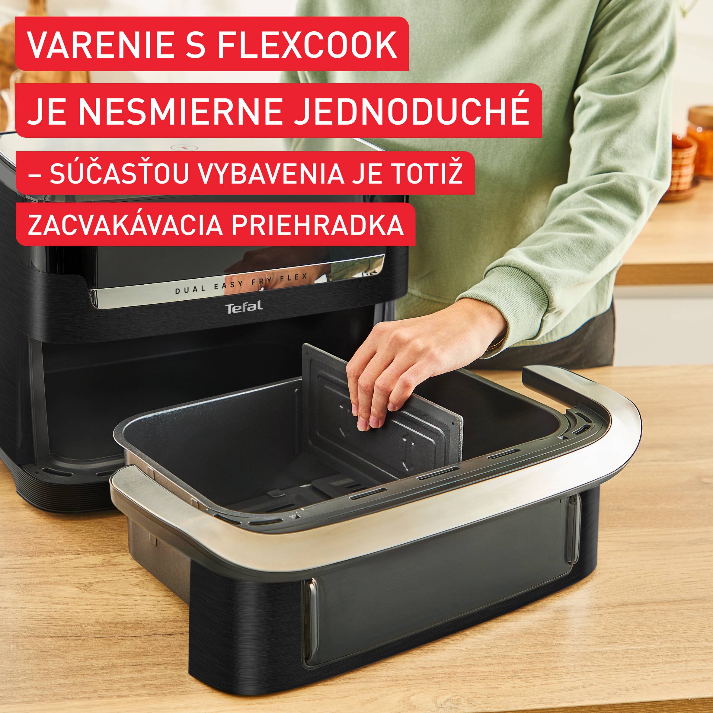 Teplovzdušná fritéza Tefal Dual Easy Fry Flex EY9228E0 Čierna