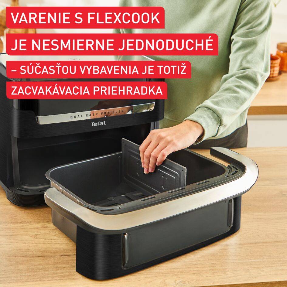 Duálna teplovzddušná fritéza Tefal Dual Easy Fry Flex 9 l, EY9228E0, čierna