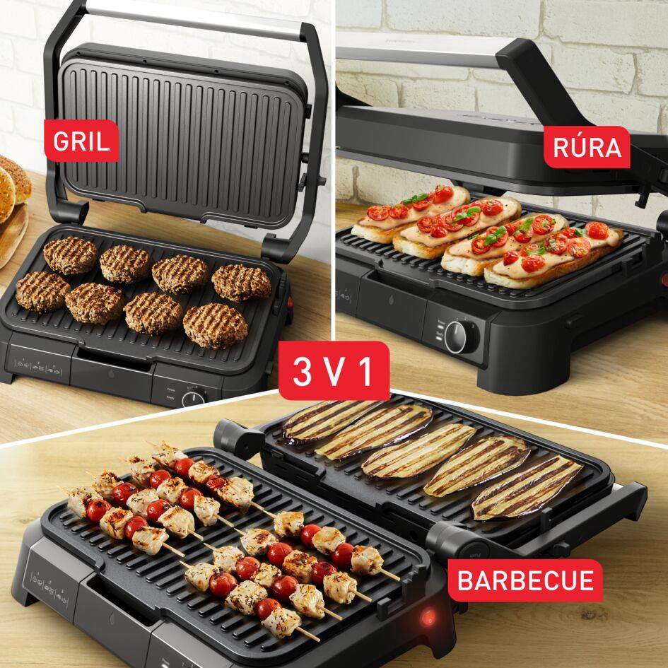 Kontaktný gril Tefal SuperGrill 3v1 XL GC520DE0 Nerez