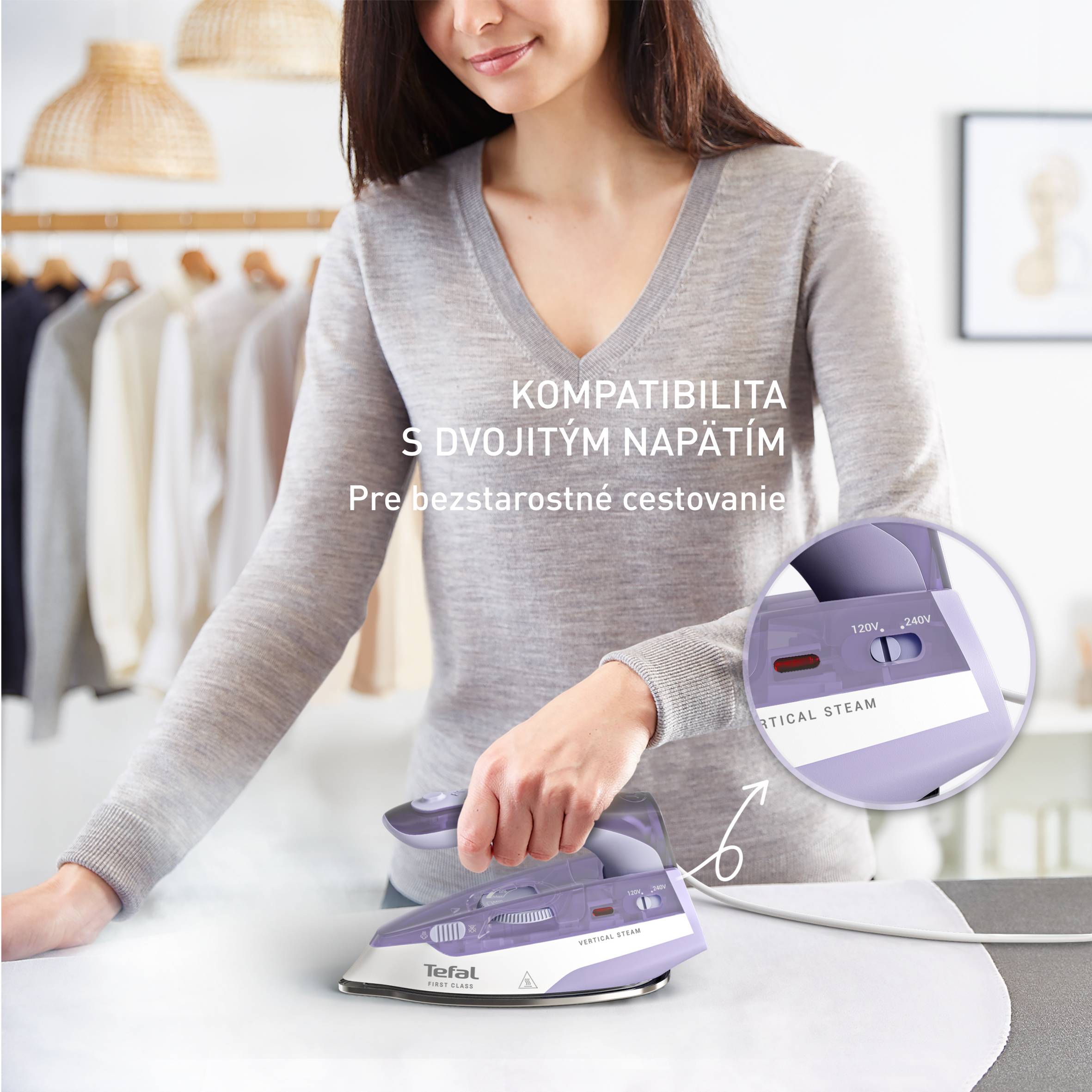 Naparovacia žehlička Tefal First Class DB1612E0 Fialová/Biela