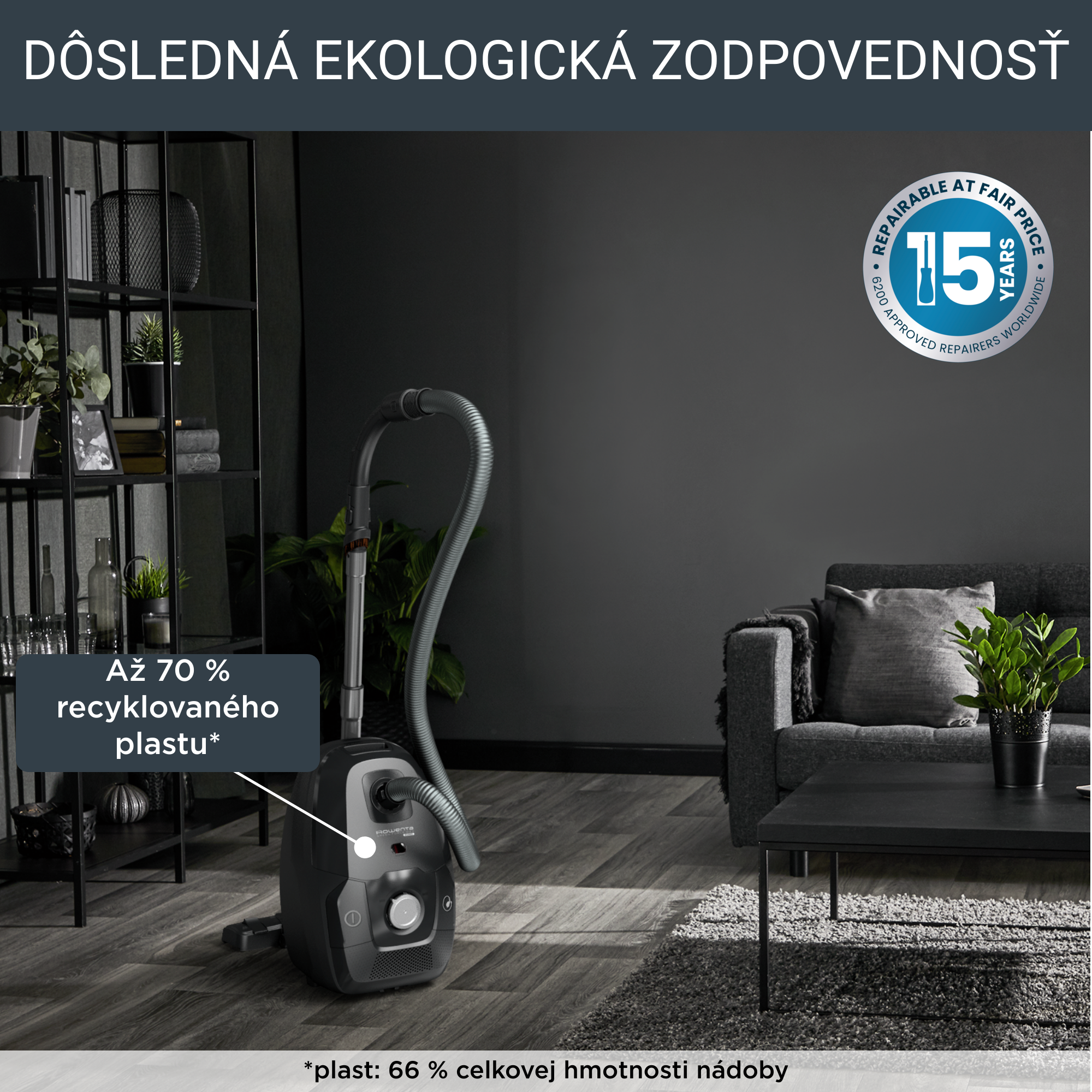 Vreckový vysávač Green Force Max Silence ECO 900W Classic RO6136EA