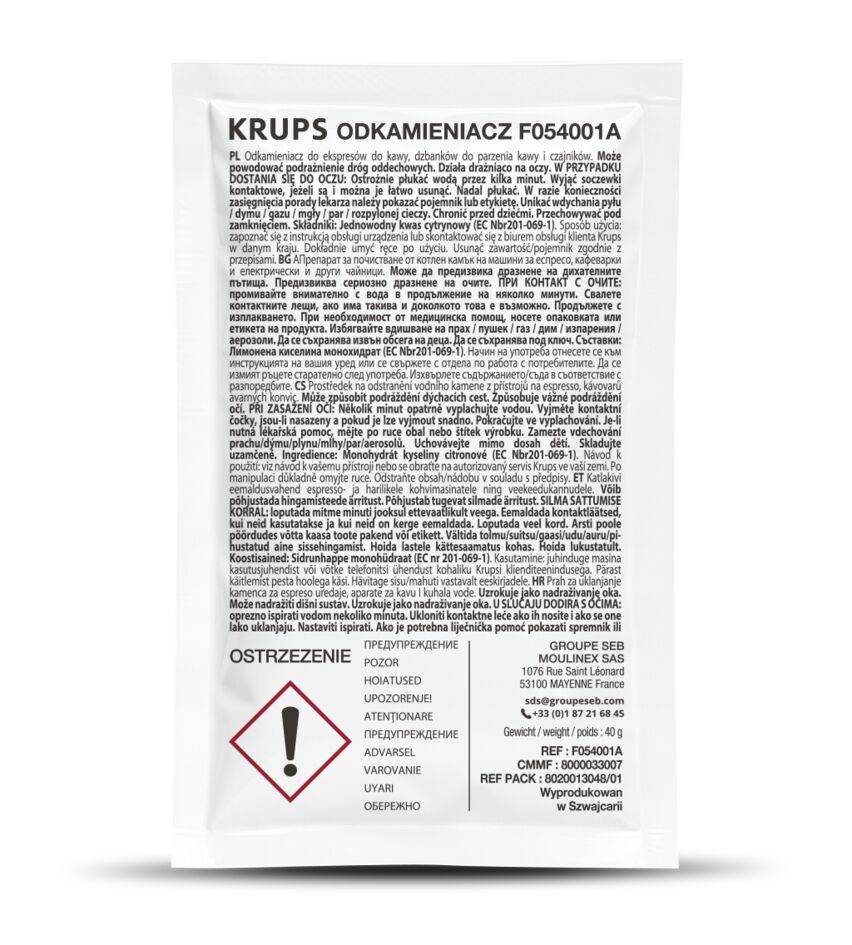 Práškové prípravky na odstraňovanie vodného kameňa x 2 F054001A