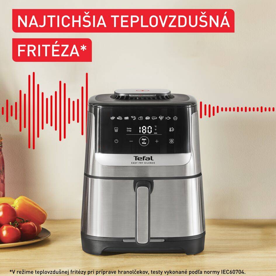Tichá teplovzdušná fritéza Tefal Easy Fry Silence EY552DE0 Nerezová oceľ