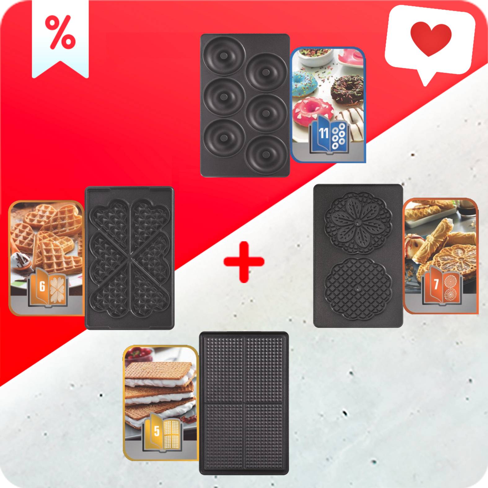 Set platničiek pre sendvičovače Tefal Snack Collection na sladké pokrmy