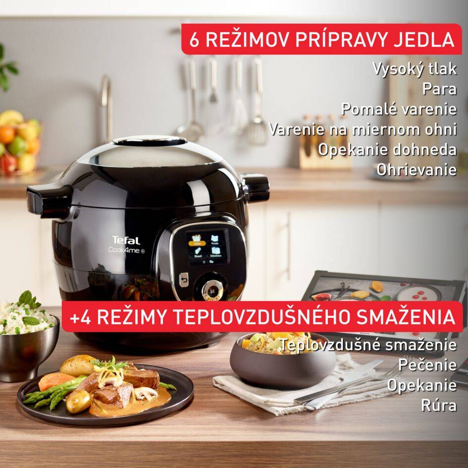 Inteligentný multifunkčný hrniec Tefal Cook4Me+ s vekom Extra Crisp CY85XF2, čierny