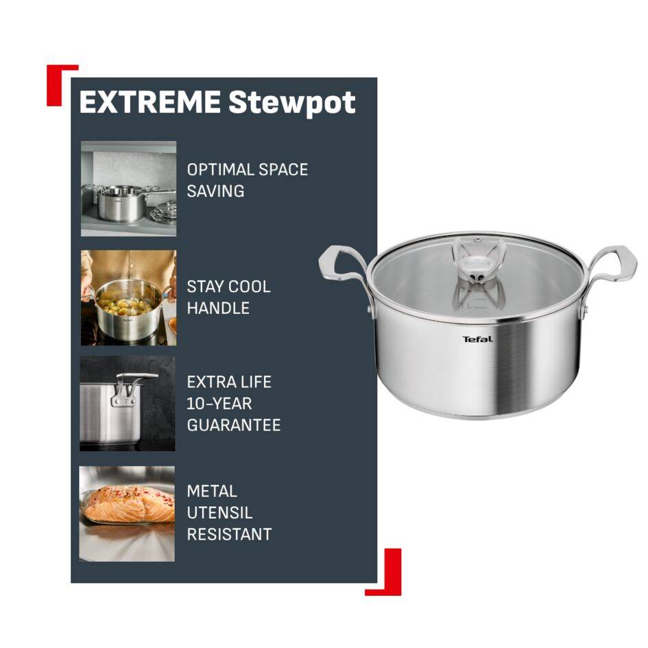 Nerezový kastról s pokrievkou Tefal Extreme E5294604, 24 cm