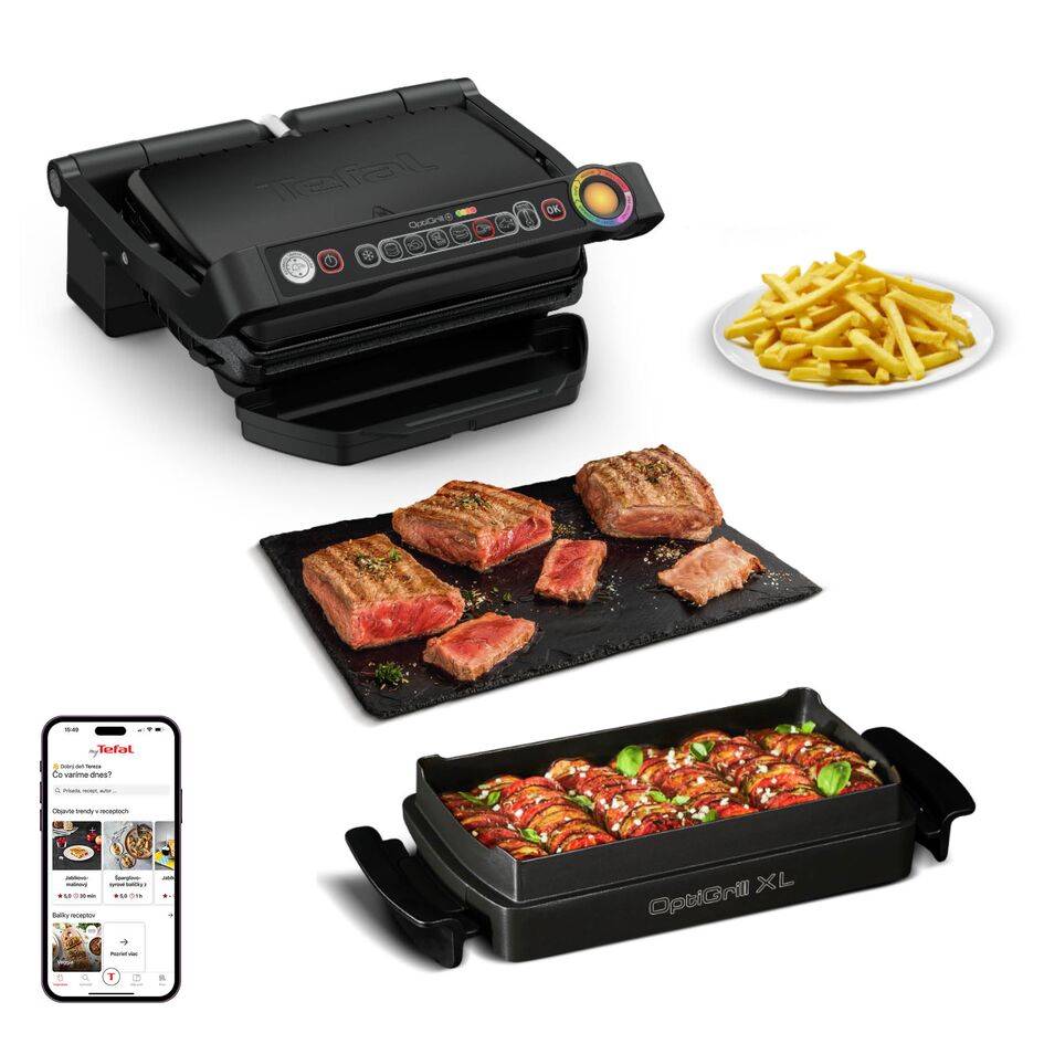 Elektrický gril Tefal OptiGrill+ Snacking & Baking GC714834 Čierny