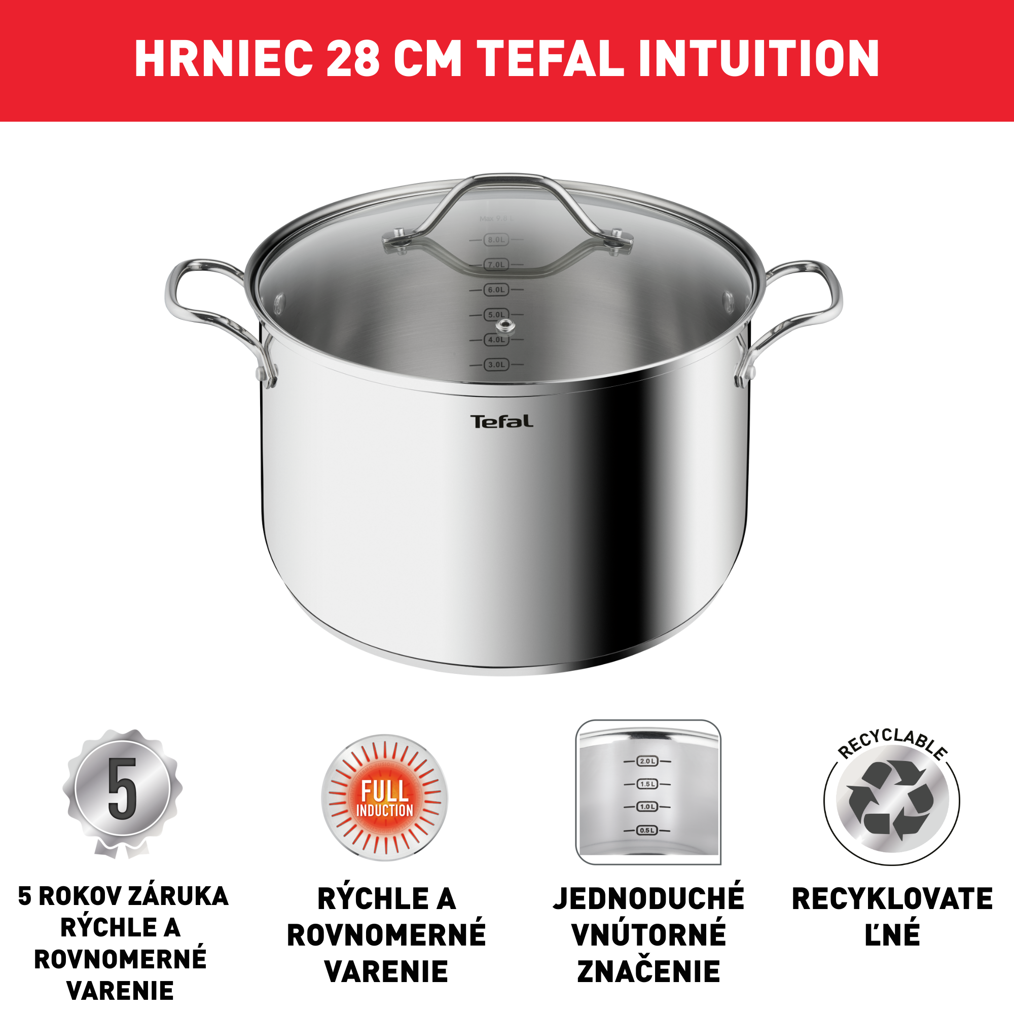Kastról s pokrievkou Tefal Intuition B8644474 20 cm