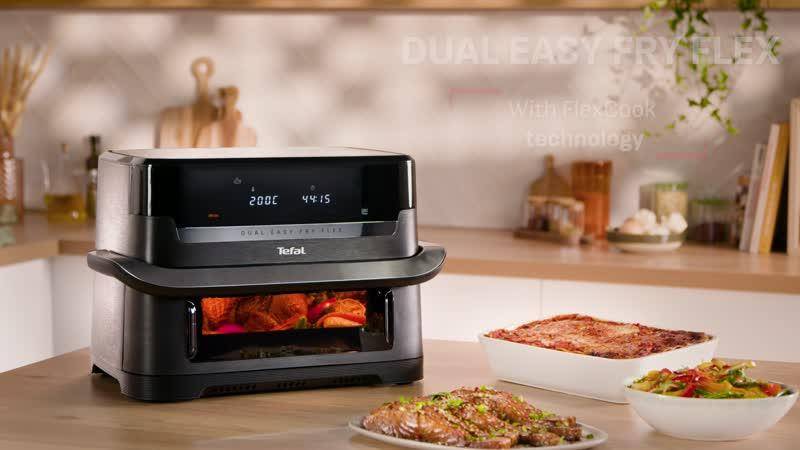 Teplovzdušná fritéza Tefal Dual Easy Fry Flex EY9228E0 Čierna