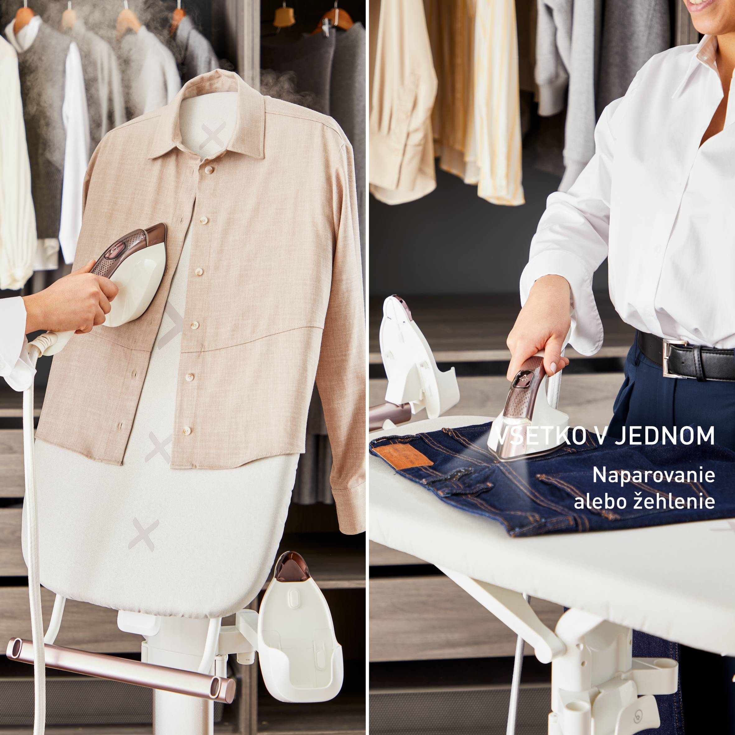 Naparovač odevov so stojanom Tefal IXEO Vision QT1811E0 Biela