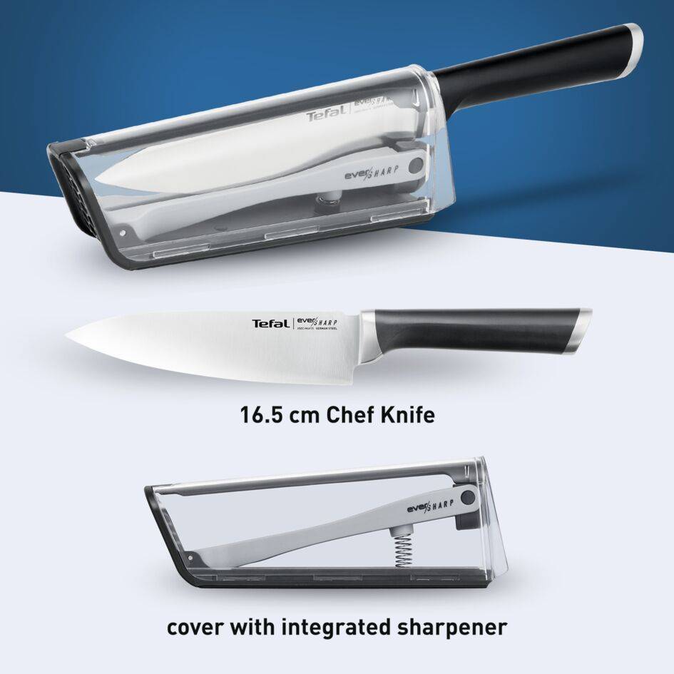 Kuchynský nôž Tefal Ever Sharp K2569004 Nerezový/Čierny 16,5 cm