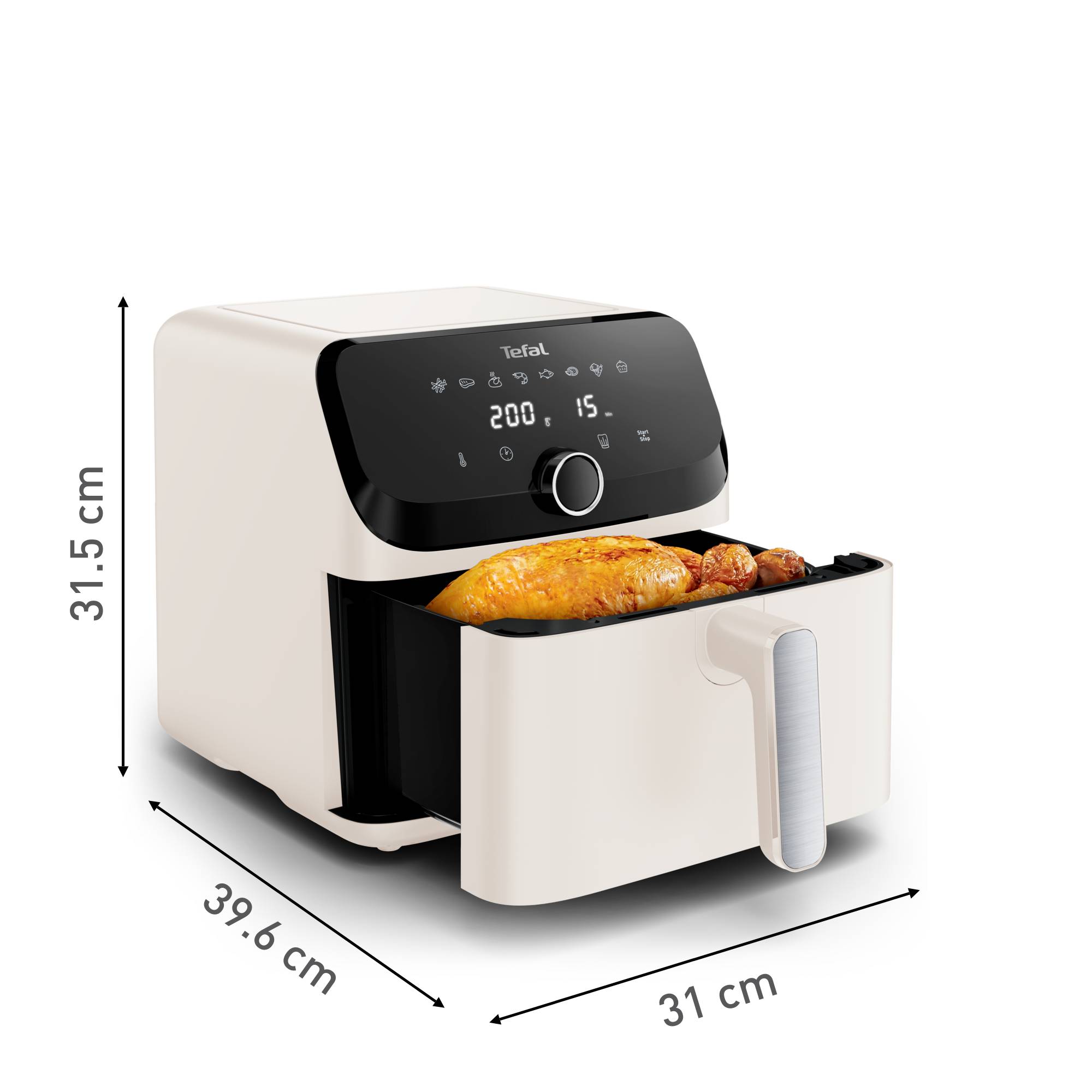 Teplovzdušná fritéza Tedal Easy Fry Mega, 7,5 l, EY855AE0, krémová