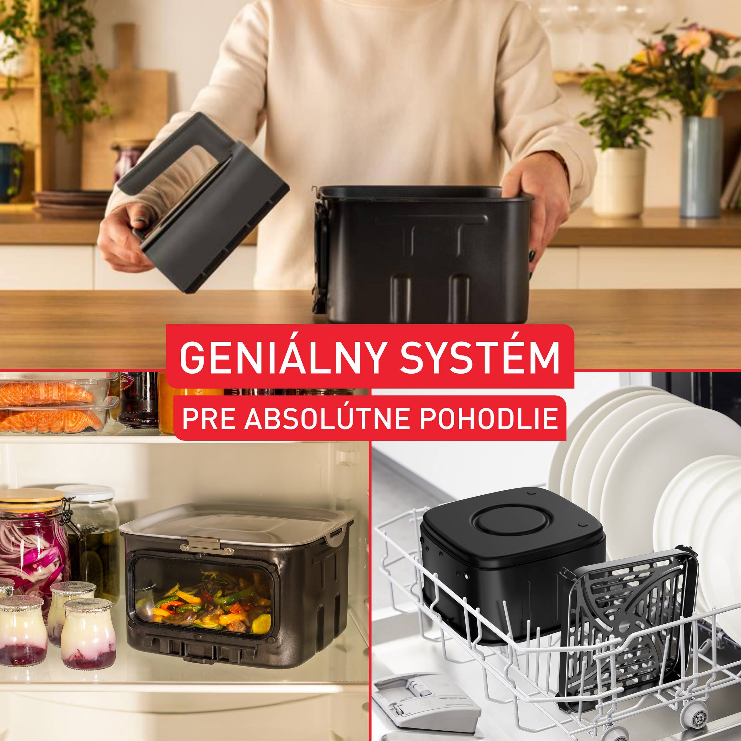 Tichá teplovzdušná fritéza Tefal Easy Fry Silence 7L EY846HE0, tmavosivá