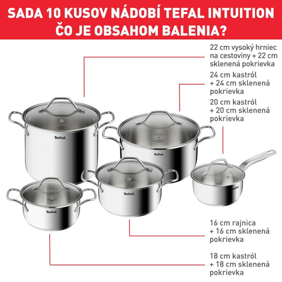 Súprava riadu Tefal Intuition B864SA74 10 ks