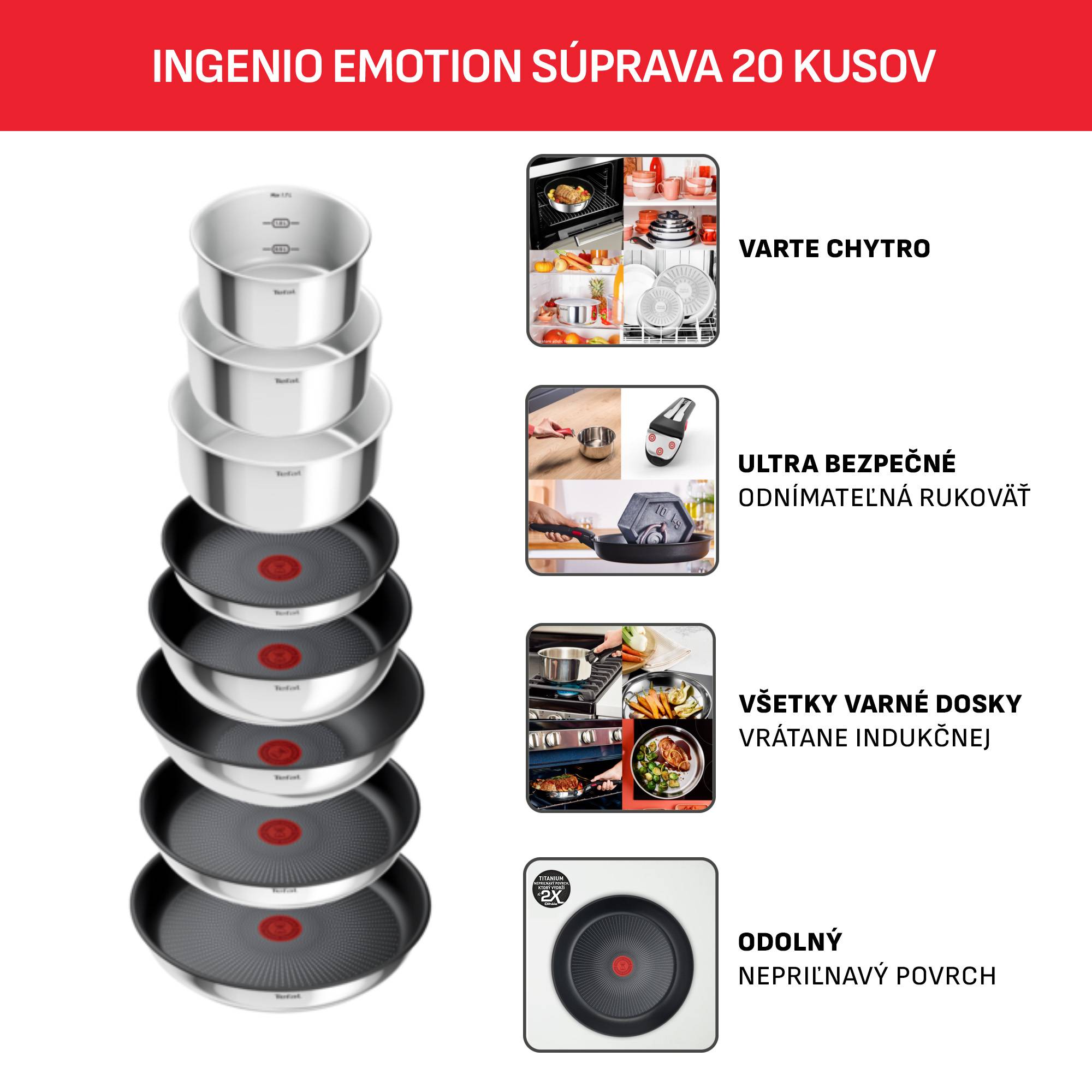 Súprava riadu Tefal Ingenio Emotion L897SJ04 20 ks