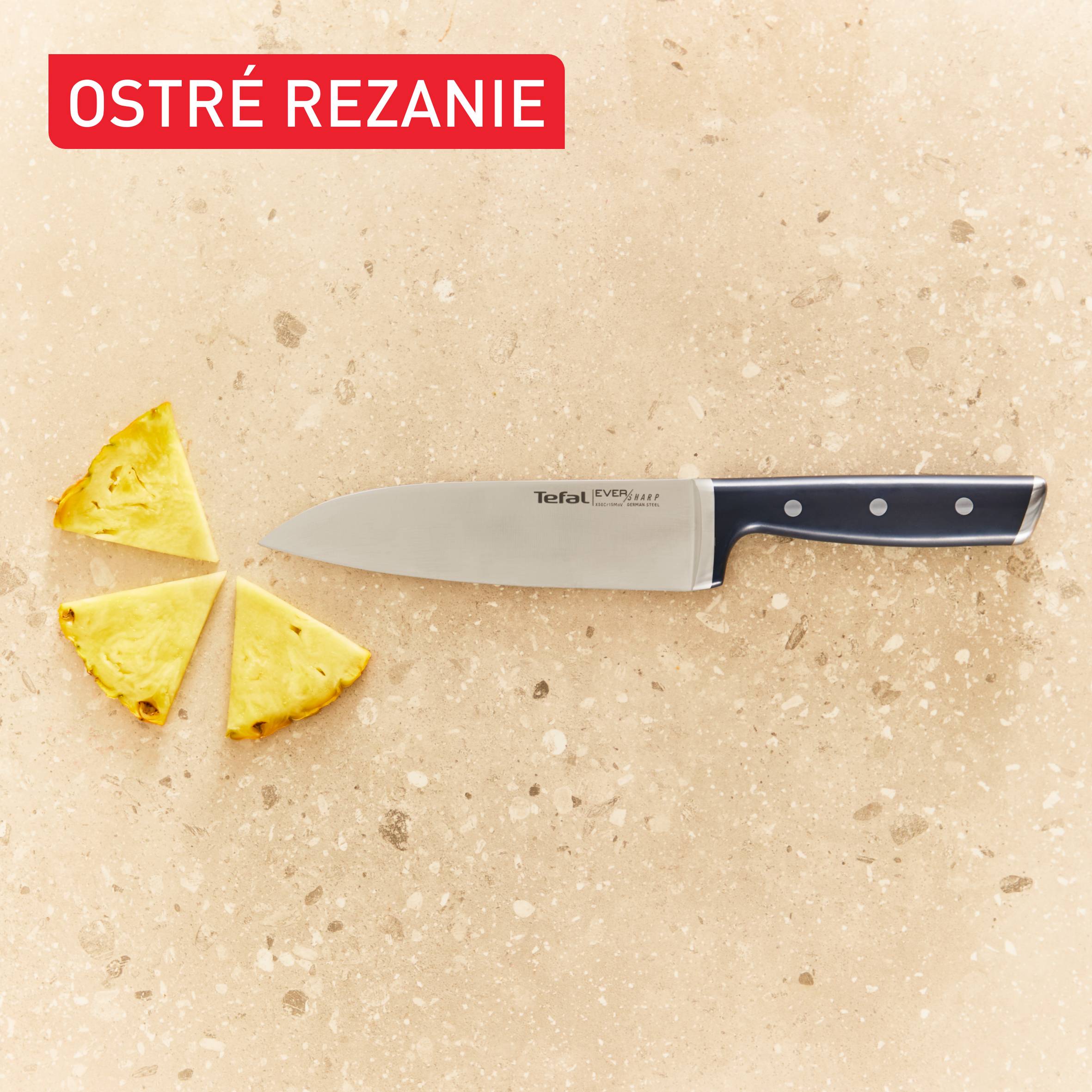 Samoostriaci kuchynský nôž Tefal EverSharp chef a blok na nože s integrovanou brúskou K297S244