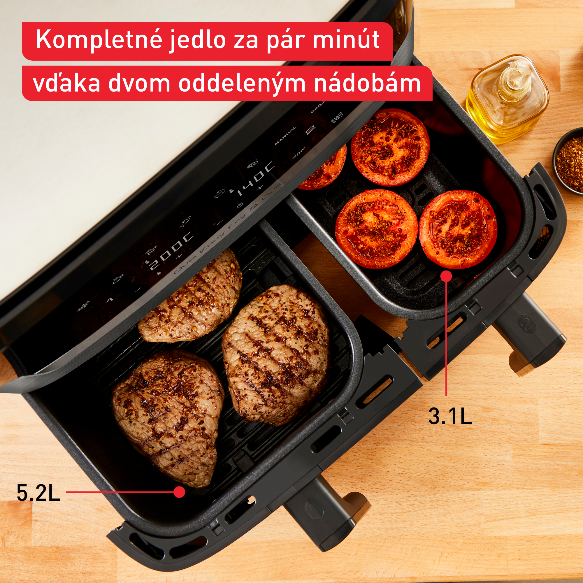 Teplovzdušná fritéza Tefal Dual Easy Fry & Grill EY905B10 Čierna