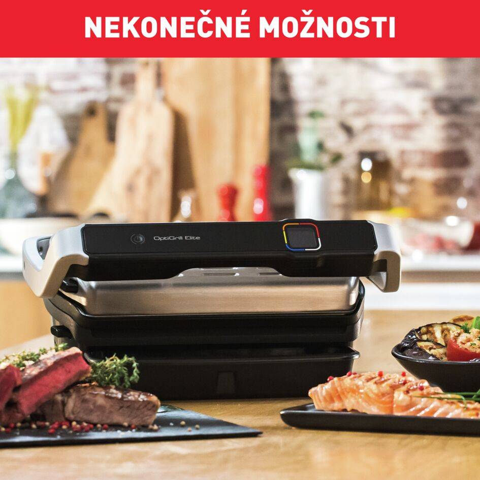 Elektrický gril Tefal OptiGrill Elite GC750D30 Strieborný/Čierny