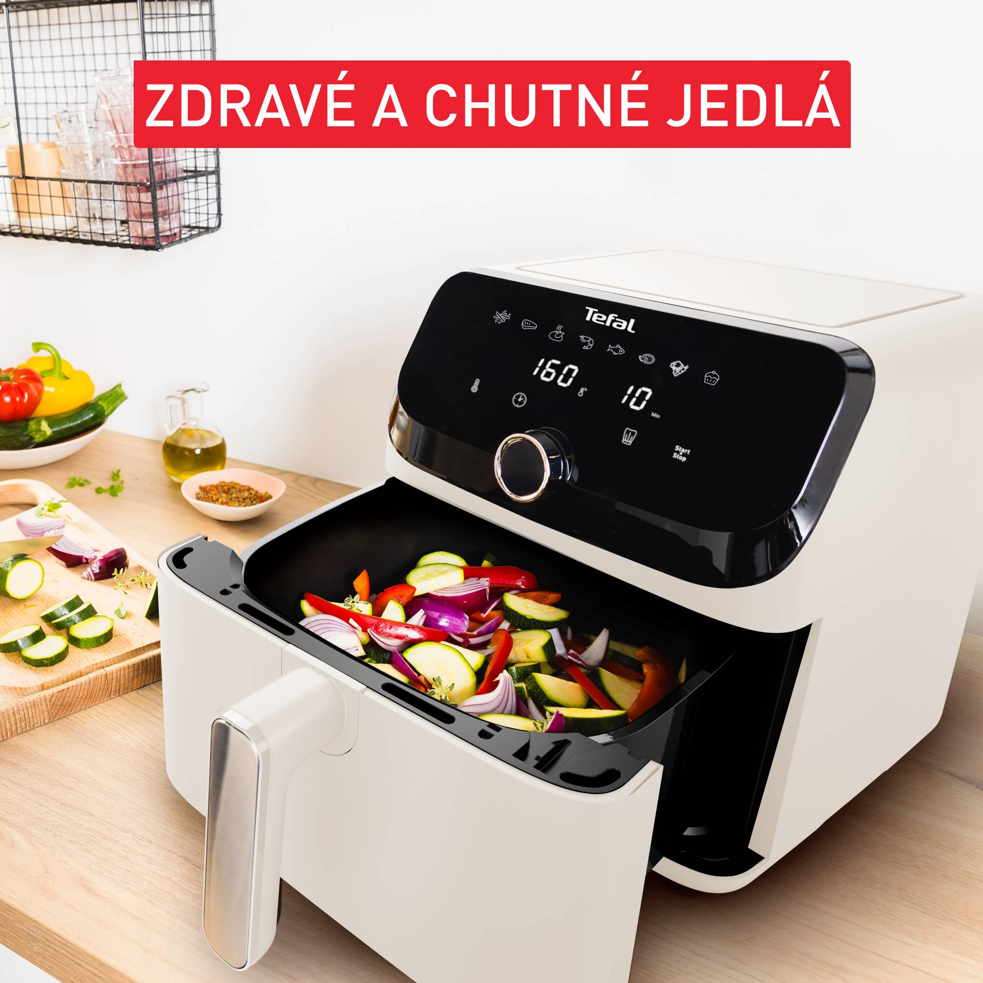 Teplovzdušná fritéza Tedal Easy Fry Mega, 7,5 l, EY855AE0, krémová