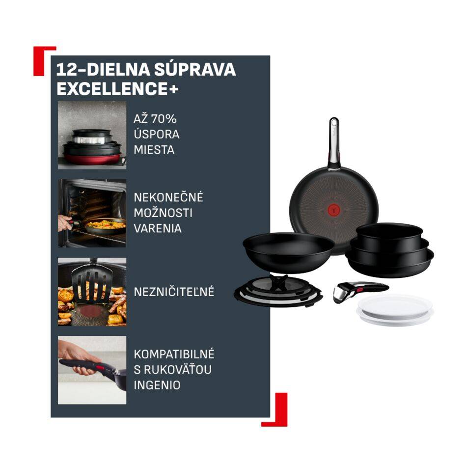 Súprava stohovateľného riadu Tefal Ingenio Excellence+ P0009853 12 ks