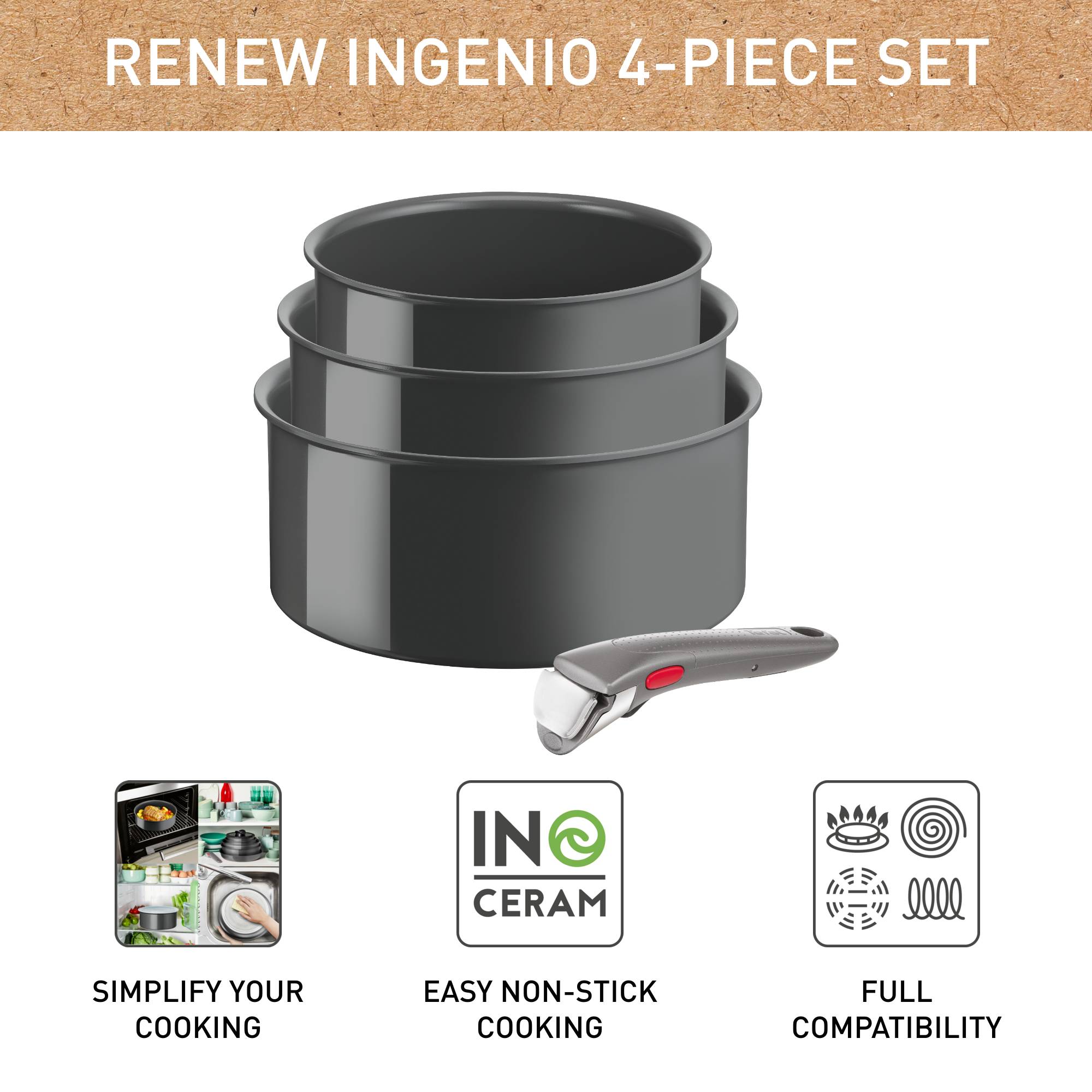 Súprava riadu Tefal Ingenio Renew L2609402 4ks