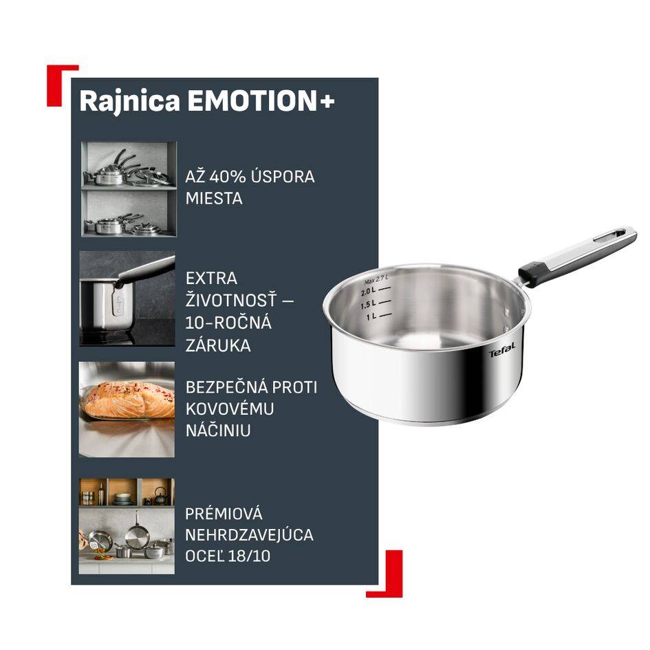 Rajnica s pokrievkou Tefal Emotion+ E3262344 18 cm